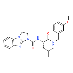 ChemSpider 2D Image | N-{(2S)-1-[(3-Methoxybenzyl)amino]-4-methyl-1-oxo-2-pentanyl}-2,3-dihydro-1H-imidazo[1,2-a]benzimidazole-1-carboxamide | C24H29N5O3