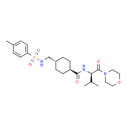 ChemSpider 2D Image | trans-N-[(2R)-3-Methyl-1-(4-morpholinyl)-1-oxo-2-butanyl]-4-({[(4-methylphenyl)sulfonyl]amino}methyl)cyclohexanecarboxamide | C24H37N3O5S