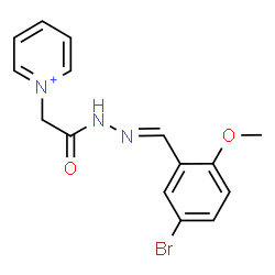 ChemSpider 2D Image | 1-{2-[(2E)-2-(5-Bromo-2-methoxybenzylidene)hydrazino]-2-oxoethyl}pyridinium | C15H15BrN3O2