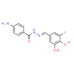 ChemSpider 2D Image | 4-Amino-N'-[(E)-(3-hydroxy-5-iodo-4-methoxyphenyl)methylene]benzohydrazide | C15H14IN3O3