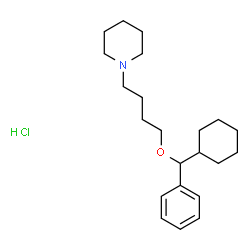 ChemSpider 2D Image | 1-{4-[Cyclohexyl(phenyl)methoxy]butyl}piperidine hydrochloride (1:1) | C22H36ClNO