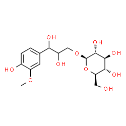 ChemSpider 2D Image | 2,3-Dihydroxy-3-(4-hydroxy-3-methoxyphenyl)propyl Î²-D-glucopyranoside | C16H24O10