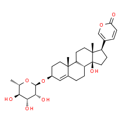 ChemSpider 2D Image | (3beta,9xi)-3-[(6-Deoxy-alpha-L-mannopyranosyl)oxy]-14-hydroxybufa-4,20,22-trienolide | C30H42O8