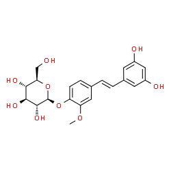 ChemSpider 2D Image | 4-[(E)-2-(3,5-Dihydroxyphenyl)vinyl]-2-methoxyphenyl beta-D-glucopyranoside | C21H24O9