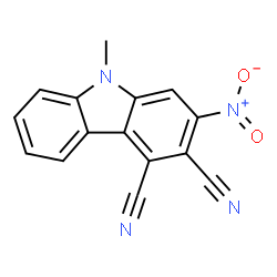 ChemSpider 2D Image | 9-Methyl-2-nitro-9H-carbazole-3,4-dicarbonitrile | C15H8N4O2
