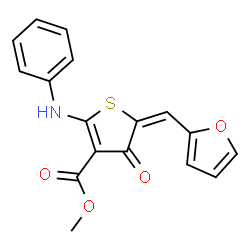 ChemSpider 2D Image | Methyl (5E)-2-anilino-5-(2-furylmethylene)-4-oxo-4,5-dihydro-3-thiophenecarboxylate | C17H13NO4S