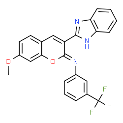 ChemSpider 2D Image | (2Z)-3-(1H-Benzimidazol-2-yl)-7-methoxy-N-[3-(trifluoromethyl)phenyl]-2H-chromen-2-imine | C24H16F3N3O2