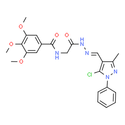 ChemSpider 2D Image | N-(2-{(2E)-2-[(5-Chloro-3-methyl-1-phenyl-1H-pyrazol-4-yl)methylene]hydrazino}-2-oxoethyl)-3,4,5-trimethoxybenzamide | C23H24ClN5O5