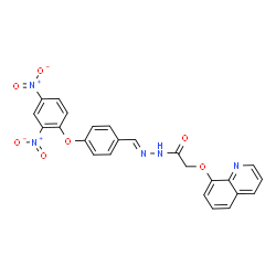 ChemSpider 2D Image | N'-{(E)-[4-(2,4-Dinitrophenoxy)phenyl]methylene}-2-(8-quinolinyloxy)acetohydrazide | C24H17N5O7