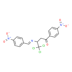 ChemSpider 2D Image | 4,4,4-Trichloro-3-[(E)-(4-nitrobenzylidene)amino]-1-(4-nitrophenyl)-1-butanone | C17H12Cl3N3O5
