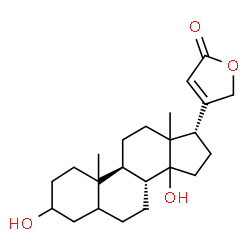 ChemSpider 2D Image | (10xi,13xi,14xi,17alpha)-3,14-Dihydroxycard-20(22)-enolide | C23H34O4