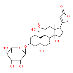 ChemSpider 2D Image | (10xi,11alpha,13xi,14xi,17xi)-3-[(6-Deoxyhexopyranosyl)oxy]-5,11,14,19-tetrahydroxycard-20(22)-enolide | C29H44O11