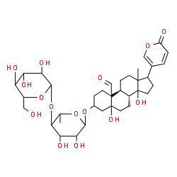 ChemSpider 2D Image | (10xi,13xi,14xi,17xi)-3-[(6-Deoxy-4-O-hexopyranosylhexopyranosyl)oxy]-5,14-dihydroxy-19-oxobufa-20,22-dienolide | C36H52O15