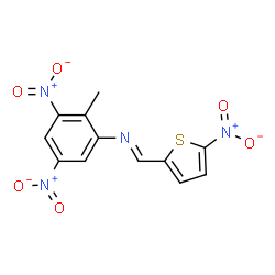 ChemSpider 2D Image | (E)-N-(2-Methyl-3,5-dinitrophenyl)-1-(5-nitro-2-thienyl)methanimine | C12H8N4O6S
