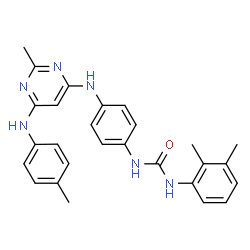 ChemSpider 2D Image | 1-(2,3-Dimethylphenyl)-3-[4-({2-methyl-6-[(4-methylphenyl)amino]-4-pyrimidinyl}amino)phenyl]urea | C27H28N6O