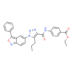 ChemSpider 2D Image | Ethyl 4-({[1-(3-phenyl-2,1-benzoxazol-5-yl)-5-propyl-1H-1,2,3-triazol-4-yl]carbonyl}amino)benzoate | C28H25N5O4