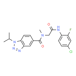 ChemSpider 2D Image | N-{2-[(4-Chloro-2-fluorophenyl)amino]-2-oxoethyl}-1-isopropyl-N-methyl-1H-benzotriazole-5-carboxamide | C19H19ClFN5O2