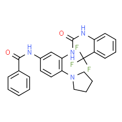 ChemSpider 2D Image | N-[4-(1-Pyrrolidinyl)-3-({[2-(trifluoromethyl)phenyl]carbamoyl}amino)phenyl]benzamide | C25H23F3N4O2