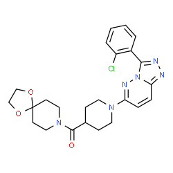 ChemSpider 2D Image | {1-[3-(2-Chlorophenyl)[1,2,4]triazolo[4,3-b]pyridazin-6-yl]-4-piperidinyl}(1,4-dioxa-8-azaspiro[4.5]dec-8-yl)methanone | C24H27ClN6O3