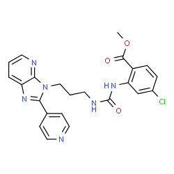 ChemSpider 2D Image | Methyl 4-chloro-2-[({3-[2-(4-pyridinyl)-3H-imidazo[4,5-b]pyridin-3-yl]propyl}carbamoyl)amino]benzoate | C23H21ClN6O3