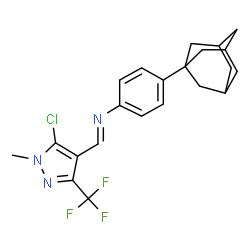 ChemSpider 2D Image | (E)-N-[4-(Adamantan-1-yl)phenyl]-1-[5-chloro-1-methyl-3-(trifluoromethyl)-1H-pyrazol-4-yl]methanimine | C22H23ClF3N3