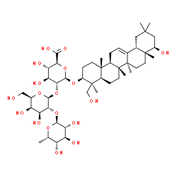 ChemSpider 2D Image | (3beta,22beta)-22,24-Dihydroxyolean-12-en-3-yl 6-deoxy-alpha-L-idopyranosyl-(1->2)-beta-D-galactopyranosyl-(1->2)-beta-D-glucopyranosiduronic acid | C48H78O18