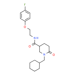 ChemSpider 2D Image | 1-(Cyclohexylmethyl)-N-[2-(4-fluorophenoxy)ethyl]-6-oxo-3-piperidinecarboxamide | C21H29FN2O3