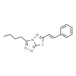 ChemSpider 2D Image | 3-Butyl-6-[(E)-2-phenylvinyl][1,2,4]triazolo[3,4-b][1,3,4]thiadiazole | C15H16N4S