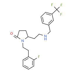 ChemSpider 2D Image | 1-[2-(2-Fluorophenyl)ethyl]-5-(2-{[3-(trifluoromethyl)benzyl]amino}ethyl)-2-pyrrolidinone | C22H24F4N2O