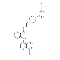 ChemSpider 2D Image | 2-{4-[3-(Trifluoromethyl)phenyl]-1-piperazinyl}ethyl 2-{[8-(trifluoromethyl)-4-quinolinyl]amino}benzoate | C30H26F6N4O2