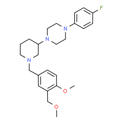 ChemSpider 2D Image | 1-(4-Fluorophenyl)-4-{1-[4-methoxy-3-(methoxymethyl)benzyl]-3-piperidinyl}piperazine | C25H34FN3O2