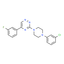ChemSpider 2D Image | 3-[4-(3-Chlorophenyl)-1-piperazinyl]-5-(3-fluorophenyl)-1,2,4-triazine | C19H17ClFN5
