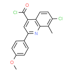 ChemSpider 2D Image | 7-Chloro-2-(4-methoxyphenyl)-8-methyl-4-quinolinecarbonyl chloride | C18H13Cl2NO2