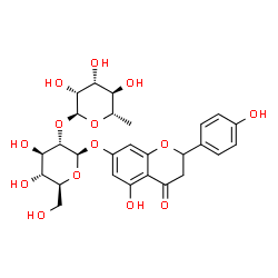 ChemSpider 2D Image | 5-Hydroxy-2-(4-hydroxyphenyl)-4-oxo-3,4-dihydro-2H-chromen-7-yl 2-O-(6-deoxy-alpha-L-mannopyranosyl)-beta-L-glucopyranoside | C27H32O14