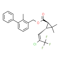 ChemSpider 2D Image | (2-Methylbiphenyl-3-yl)methyl (3S)-3-[(1E)-2-chloro-3,3,3-trifluoroprop-1-en-1-yl]-2,2-dimethylcyclopropanecarboxylate | C23H22ClF3O2
