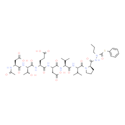 ChemSpider 2D Image | (3S,6S,9S,12S,15S,18S)-18-Acetamido-12-(2-carboxyethyl)-9-(carboxymethyl)-15-(1-hydroxyethyl)-6-isopropyl-2-methyl-5,8,11,14,17-pentaoxo-3-{[(2R)-2-({2-[(phenylsulfanyl)carbonyl]-2-propylhydrazino}car
bonyl)-1-pyrrolidinyl]carbonyl}-4,7,10,13,16-pentaazaicosan-20-oic acid | C44H65N9O16S