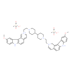 ChemSpider 2D Image | 2,2'-(4,4'-Bipiperidine-1,1'-diyldi-2,1-ethanediyl)bis(10-methoxy-7H-pyrido[4,3-c]carbazol-2-ium) dimethanesulfonate | C48H56N6O8S2