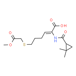 ChemSpider 2D Image | (2Z)-2-{[(2,2-Dimethylcyclopropyl)carbonyl]amino}-6-[(2-methoxy-2-oxoethyl)sulfanyl]-2-hexenoic acid | C15H23NO5S