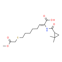 ChemSpider 2D Image | (2Z)-2-{[(2,2-Dimethylcyclopropyl)carbonyl]amino}-8-[(2-methoxy-2-oxoethyl)sulfanyl]-2-octenoic acid | C17H27NO5S