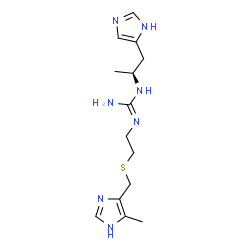 ChemSpider 2D Image | 1-[(2S)-1-(1H-Imidazol-4-yl)-2-propanyl]-3-(2-{[(4-methyl-1H-imidazol-5-yl)methyl]sulfanyl}ethyl)guanidine | C14H23N7S