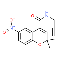 ChemSpider 2D Image | 2,2-Dimethyl-6-nitro-N-(2-propyn-1-yl)-2H-chromene-4-carboxamide | C15H14N2O4