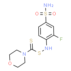 ChemSpider 2D Image | 3-Fluoro-4-{[(4-morpholinylcarbonothioyl)sulfanyl]amino}benzenesulfonamide | C11H14FN3O3S3