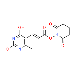 ChemSpider 2D Image | 5-{(1E)-3-[(2,6-Dioxo-1-piperidinyl)oxy]-3-oxo-1-propen-1-yl}-6-methyl-2,4(1H,3H)-pyrimidinedione | C13H13N3O6