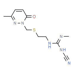 ChemSpider 2D Image | 1-Cyano-2-methyl-3-(2-{[(3-methyl-6-oxo-1(6H)-pyridazinyl)methyl]sulfanyl}ethyl)guanidine | C11H16N6OS