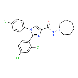 ChemSpider 2D Image | N-(1-Azepanyl)-1-(4-chlorophenyl)-2-(2,4-dichlorophenyl)-1H-imidazole-4-carboxamide | C22H21Cl3N4O