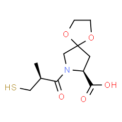 ChemSpider 2D Image | 1,4-Dioxa-7-azaspiro[4.4]nonane-8-carboxylic acid, 7-(3-mercapto-2-methyl-1-oxopropyl)-, [S-(R*,R*)]- | C11H17NO5S