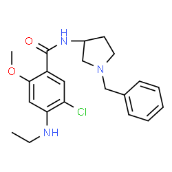 ChemSpider 2D Image | N-(1-Benzyl-3-pyrrolidinyl)-5-chloro-4-(ethylamino)-2-methoxybenzamide | C21H26ClN3O2