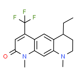 ChemSpider 2D Image | 6-Ethyl-1,9-dimethyl-4-(trifluoromethyl)-6,7,8,9-tetrahydropyrido[3,2-g]quinolin-2(1H)-one | C17H19F3N2O