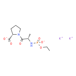 ChemSpider 2D Image | Dipotassium (2S)-1-[N-(ethoxyphosphinato)-L-alanyl]-2-pyrrolidinecarboxylate | C10H17K2N2O6P