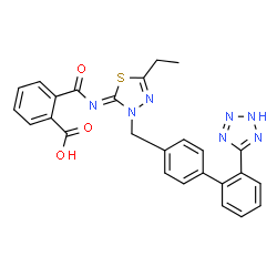 ChemSpider 2D Image | 2-{[(2Z)-5-Ethyl-3-{[2'-(1H-tetrazol-5-yl)-4-biphenylyl]methyl}-1,3,4-thiadiazol-2(3H)-ylidene]carbamoyl}benzoic acid | C26H21N7O3S